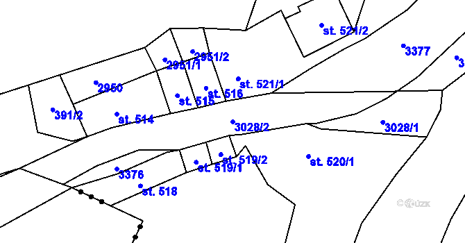 Parcela st. 3028/2 v KÚ Stříbro, Katastrální mapa