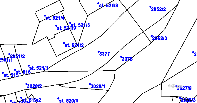 Parcela st. 3377 v KÚ Stříbro, Katastrální mapa