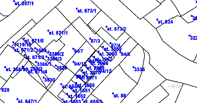 Parcela st. 3060 v KÚ Stříbro, Katastrální mapa