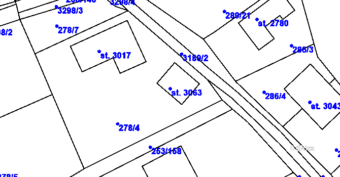 Parcela st. 3063 v KÚ Stříbro, Katastrální mapa