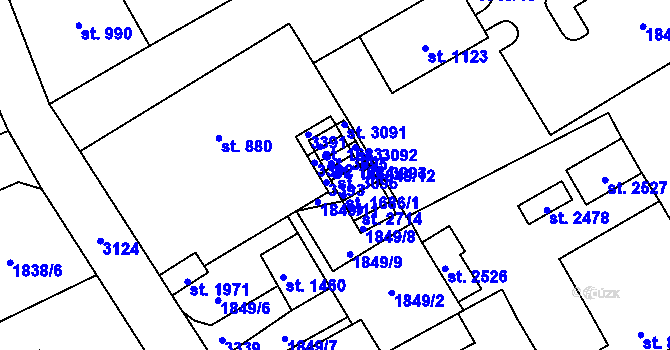Parcela st. 3096 v KÚ Stříbro, Katastrální mapa