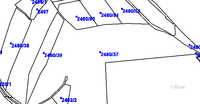 Parcela st. 2480/37 v KÚ Stříbro, Katastrální mapa