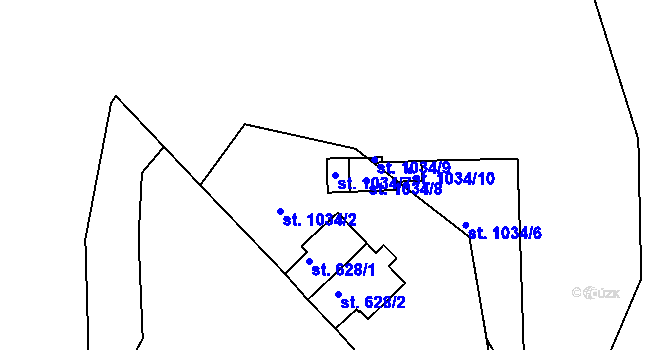 Parcela st. 1034/7 v KÚ Stříbro, Katastrální mapa