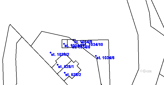 Parcela st. 1034/10 v KÚ Stříbro, Katastrální mapa