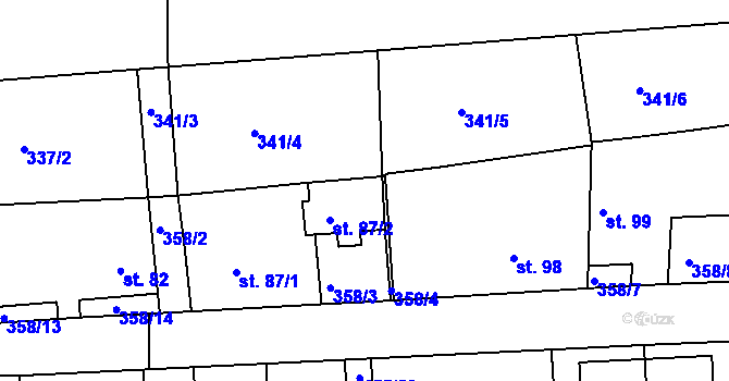 Parcela st. 87/2 v KÚ Stříbřec, Katastrální mapa