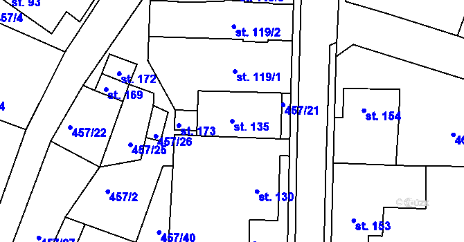 Parcela st. 135 v KÚ Stříbřec, Katastrální mapa
