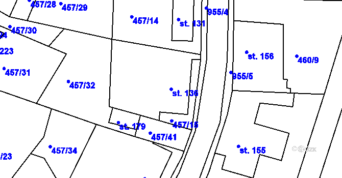 Parcela st. 136 v KÚ Stříbřec, Katastrální mapa