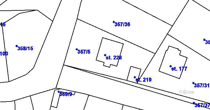 Parcela st. 228 v KÚ Stříbřec, Katastrální mapa