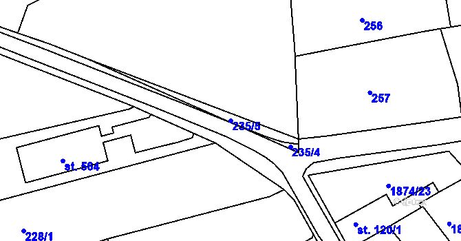 Parcela st. 235/5 v KÚ Střílky, Katastrální mapa