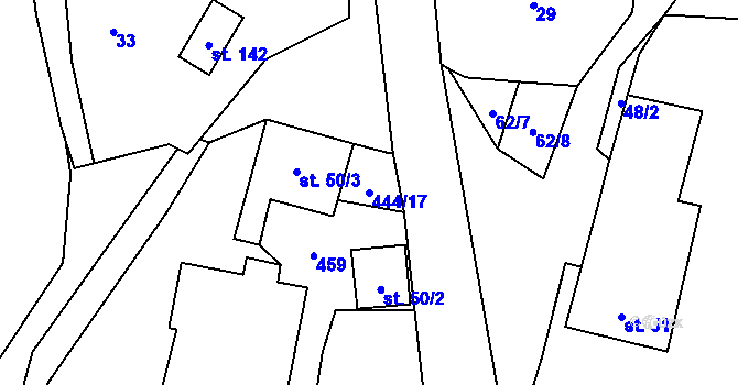 Parcela st. 444/17 v KÚ Střítež u Poličky, Katastrální mapa