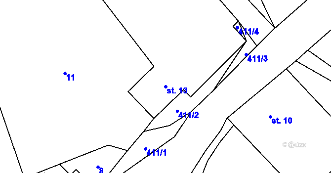 Parcela st. 13 v KÚ Střítež u Trutnova, Katastrální mapa
