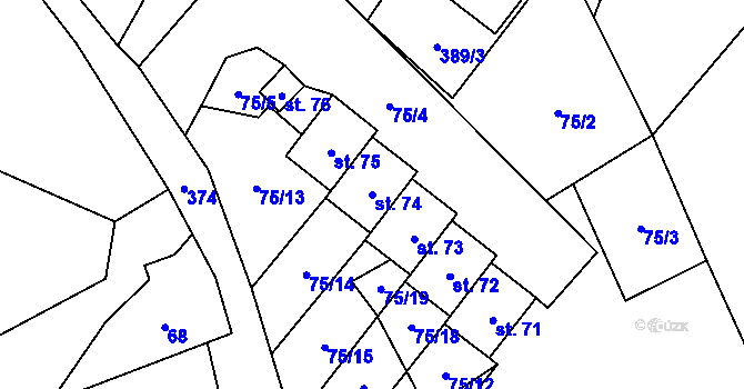 Parcela st. 74 v KÚ Střítež u Trutnova, Katastrální mapa