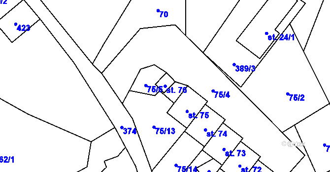 Parcela st. 76 v KÚ Střítež u Trutnova, Katastrální mapa