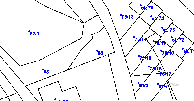 Parcela st. 68 v KÚ Střítež u Trutnova, Katastrální mapa