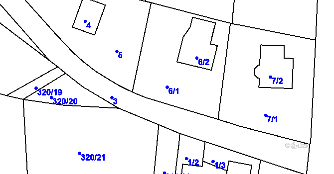 Parcela st. 6/1 v KÚ Antonínův Důl, Katastrální mapa