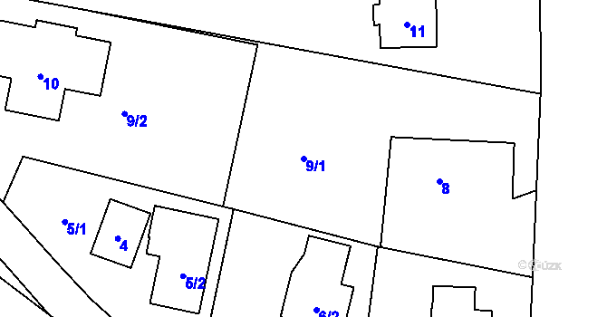 Parcela st. 9/1 v KÚ Antonínův Důl, Katastrální mapa
