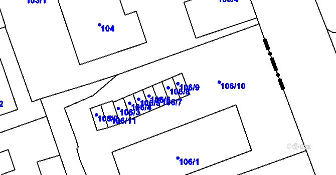 Parcela st. 106/8 v KÚ Antonínův Důl, Katastrální mapa