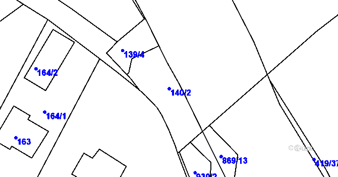 Parcela st. 140/2 v KÚ Antonínův Důl, Katastrální mapa