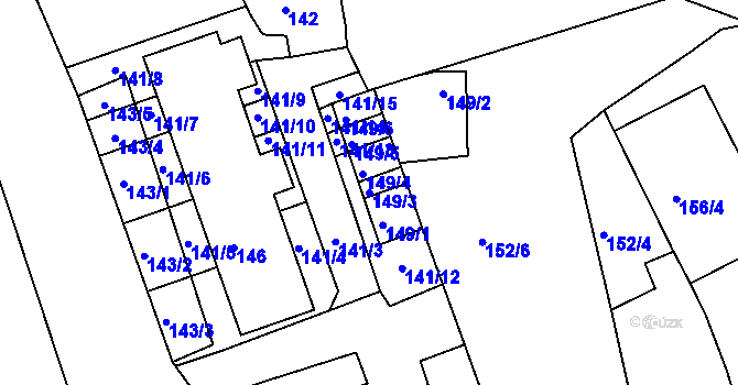 Parcela st. 149/3 v KÚ Antonínův Důl, Katastrální mapa