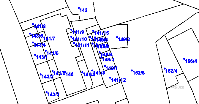 Parcela st. 149/4 v KÚ Antonínův Důl, Katastrální mapa