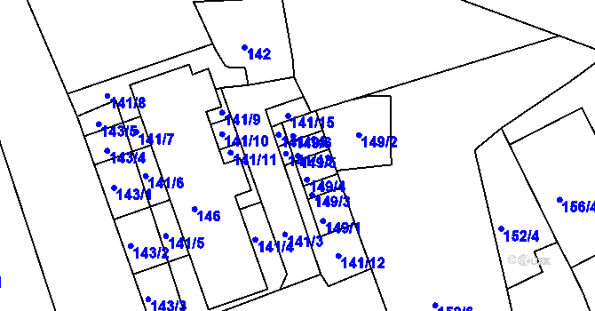 Parcela st. 149/5 v KÚ Antonínův Důl, Katastrální mapa