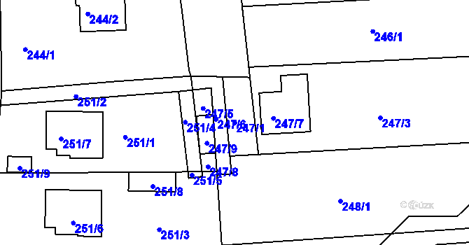 Parcela st. 247/1 v KÚ Antonínův Důl, Katastrální mapa