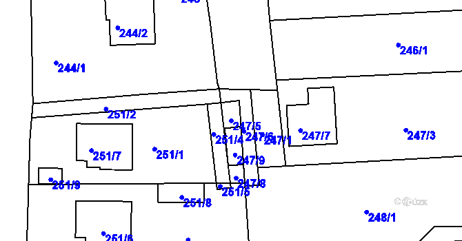 Parcela st. 247/5 v KÚ Antonínův Důl, Katastrální mapa