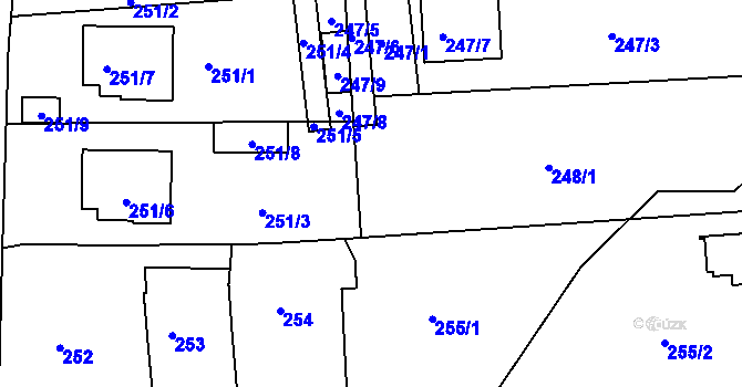 Parcela st. 248/4 v KÚ Antonínův Důl, Katastrální mapa
