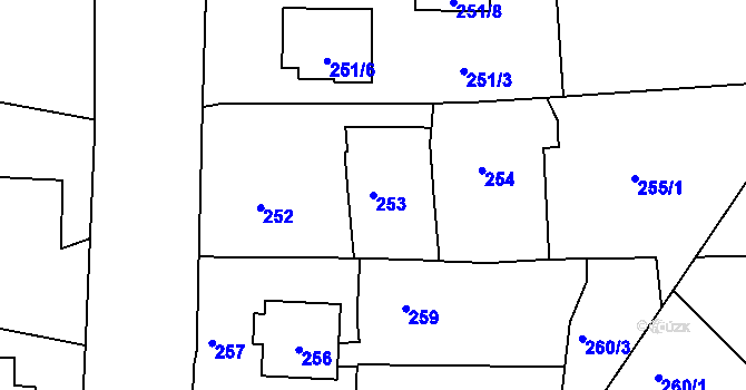 Parcela st. 253 v KÚ Antonínův Důl, Katastrální mapa