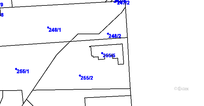 Parcela st. 255/5 v KÚ Antonínův Důl, Katastrální mapa