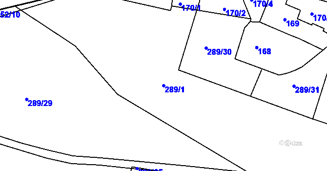 Parcela st. 289/1 v KÚ Antonínův Důl, Katastrální mapa