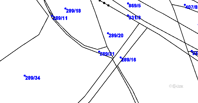Parcela st. 289/21 v KÚ Antonínův Důl, Katastrální mapa