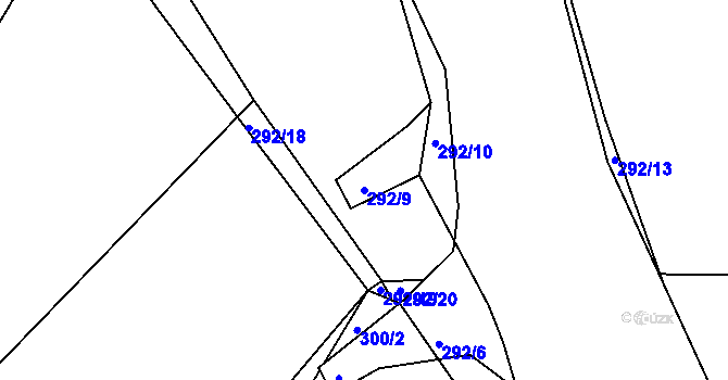 Parcela st. 292/9 v KÚ Antonínův Důl, Katastrální mapa
