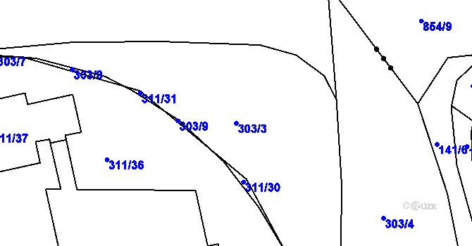 Parcela st. 303/3 v KÚ Antonínův Důl, Katastrální mapa