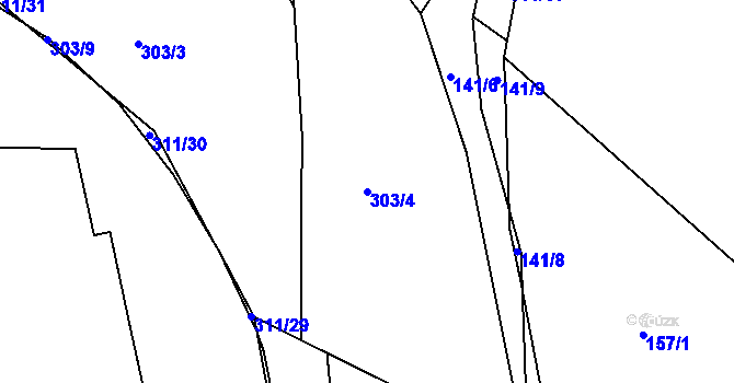 Parcela st. 303/4 v KÚ Antonínův Důl, Katastrální mapa