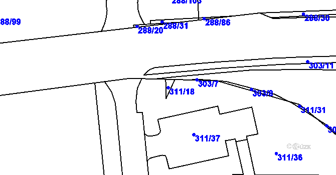 Parcela st. 311/18 v KÚ Antonínův Důl, Katastrální mapa