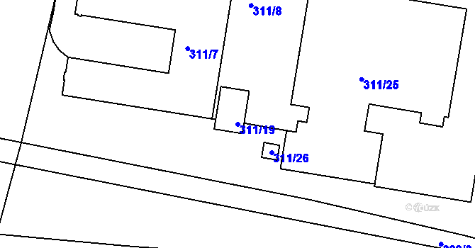 Parcela st. 311/19 v KÚ Antonínův Důl, Katastrální mapa