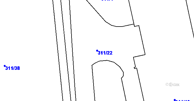 Parcela st. 311/22 v KÚ Antonínův Důl, Katastrální mapa