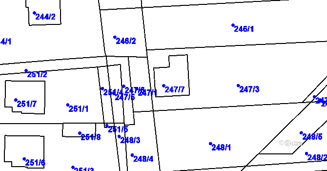 Parcela st. 247/7 v KÚ Antonínův Důl, Katastrální mapa