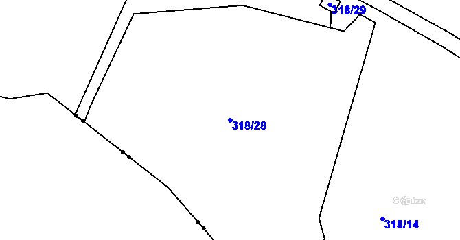 Parcela st. 318/28 v KÚ Antonínův Důl, Katastrální mapa