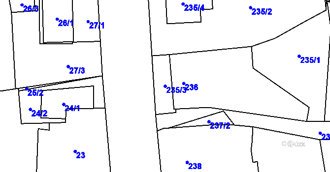 Parcela st. 235/3 v KÚ Antonínův Důl, Katastrální mapa