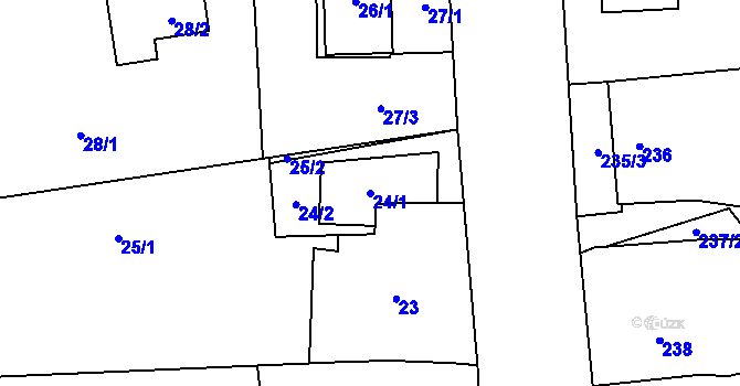 Parcela st. 24/1 v KÚ Antonínův Důl, Katastrální mapa