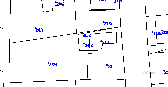 Parcela st. 24/2 v KÚ Antonínův Důl, Katastrální mapa