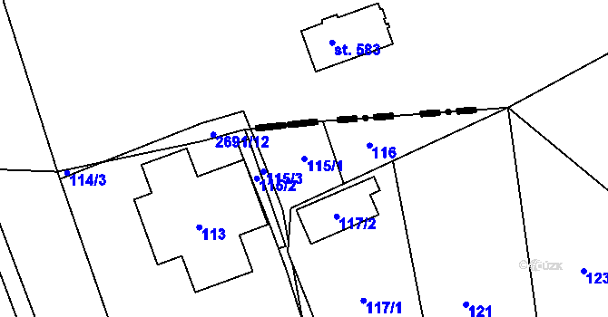 Parcela st. 115/1 v KÚ Antonínův Důl, Katastrální mapa