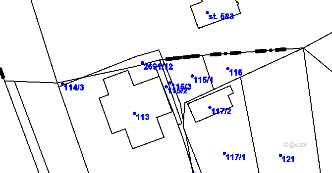 Parcela st. 115/2 v KÚ Antonínův Důl, Katastrální mapa
