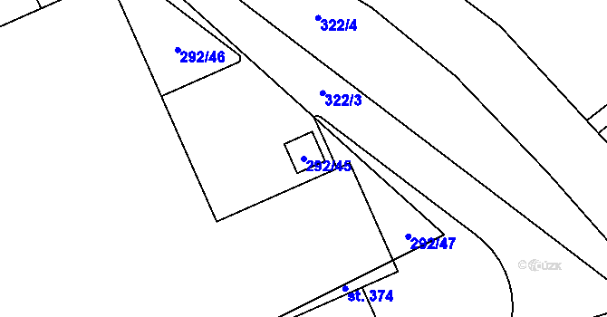 Parcela st. 292/45 v KÚ Antonínův Důl, Katastrální mapa
