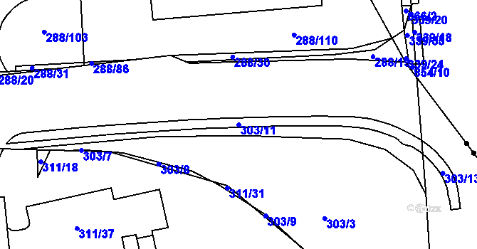 Parcela st. 303/11 v KÚ Antonínův Důl, Katastrální mapa