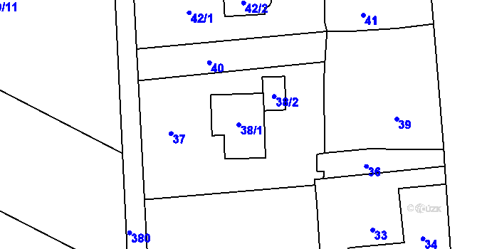 Parcela st. 38/1 v KÚ Antonínův Důl, Katastrální mapa