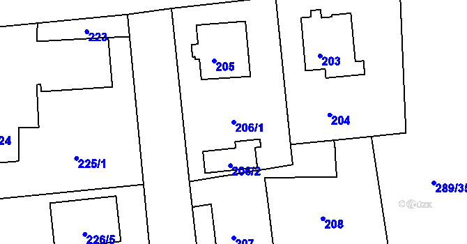 Parcela st. 206/1 v KÚ Antonínův Důl, Katastrální mapa