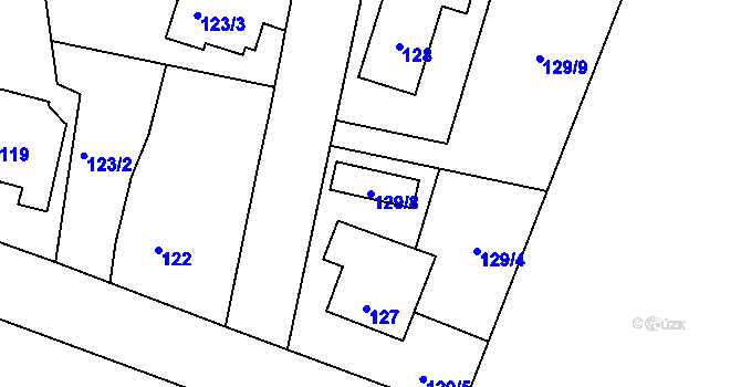 Parcela st. 129/8 v KÚ Antonínův Důl, Katastrální mapa
